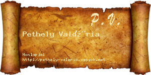 Pethely Valéria névjegykártya